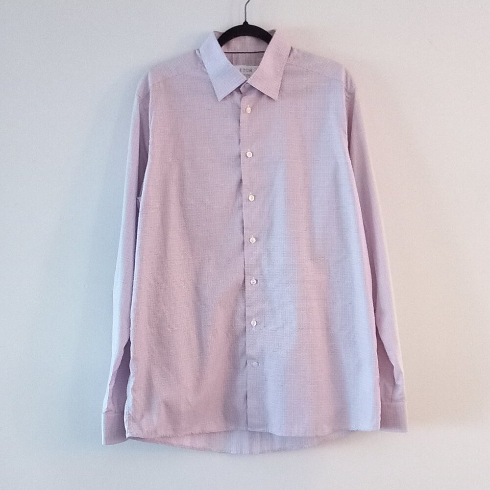 ETON 100% cotton button up shirt with fine lines crossed pattern